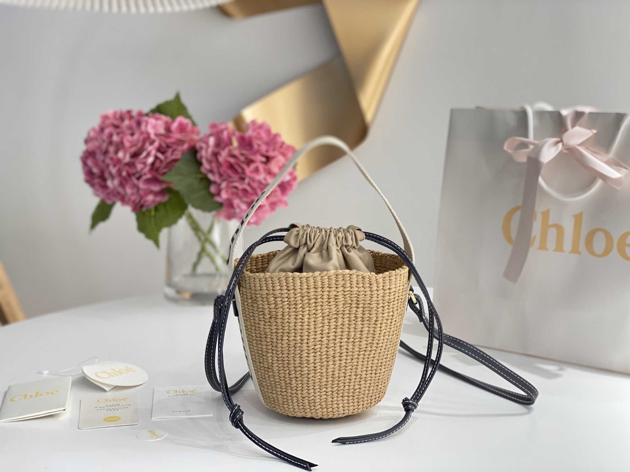 Chloe Small Woody Basket In Natural Fibers